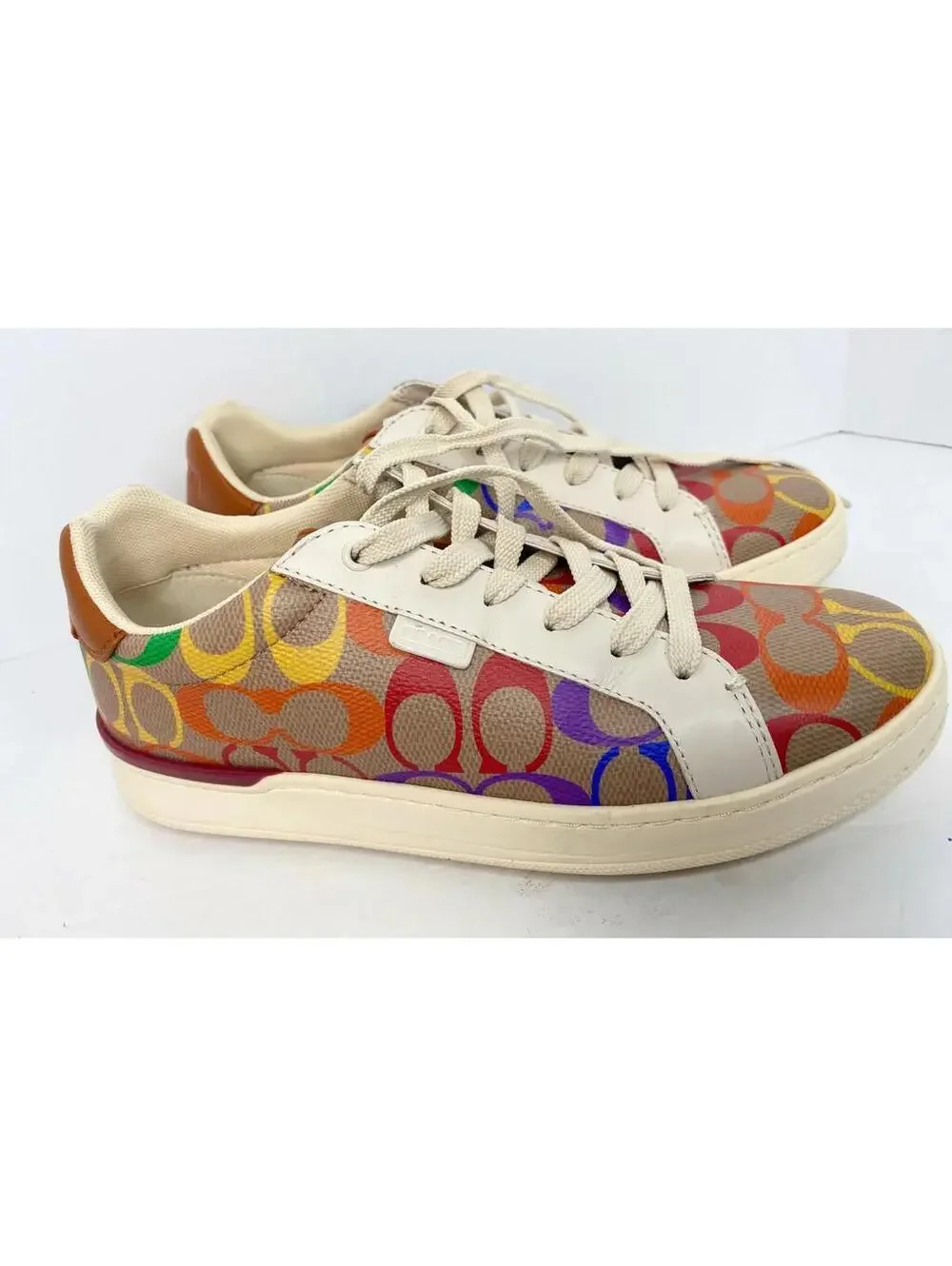 Coach Monogram Lowline Ladies Rainbow Coated Canvas Sneakers 7.5 B